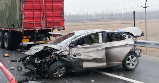 Car accident on Texas road on the way to visit family for the holidays.