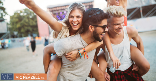 People having fun at a music festival