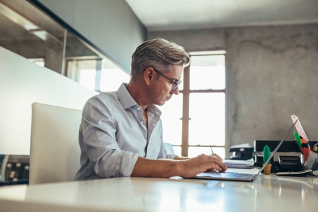 man working on a computer