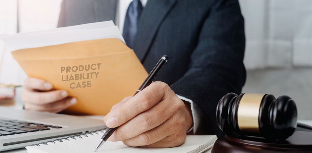 Lawyer handling a product liability case.